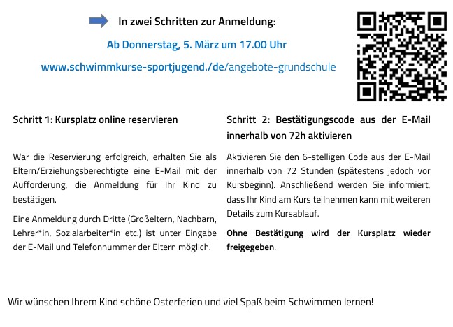 Anmeldung Schwimmintensivkurs